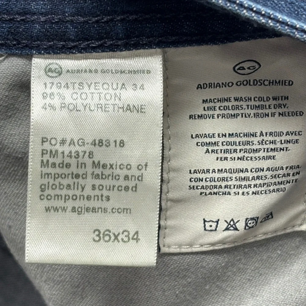 AG Adriano Goldschmied Everett Denim 360 Jeans 36x34 (33L) Sequoia Dark Tapered